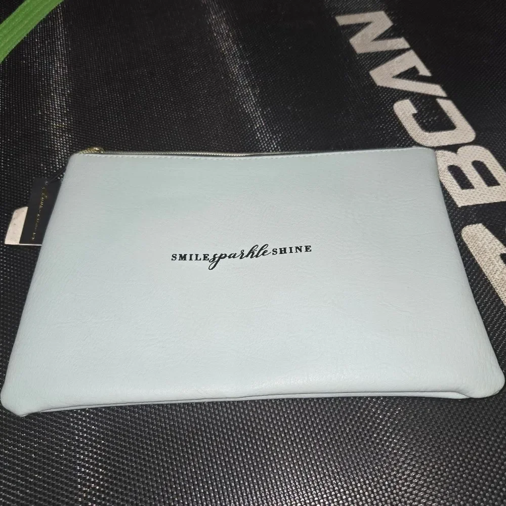 Smile Sparkle Shine Light Blue Pouch